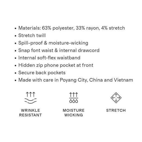 Quince Mens Ultra Stretch 24/7 Smart Chino Pants Black 34X28 Solid Neutral - Picture 10 of 10